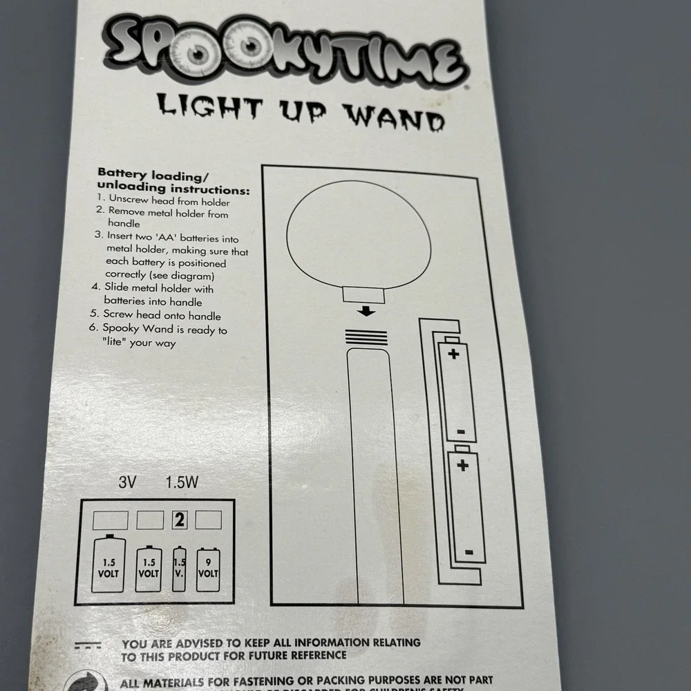 Vintage 2001 Spookytime Ghost Light Up Halloween Wand Toy State NIP Sealed